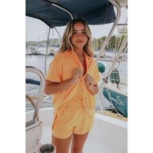 Show Me Your MuMu Women's Parker Button Down Orange Terry Size Small